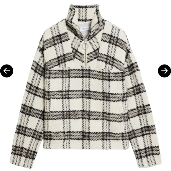 IRO Paris Bika Checked Wool-Blend Half-Zip Sweater Plaid NWT Size 38 - Picture 14 of 16